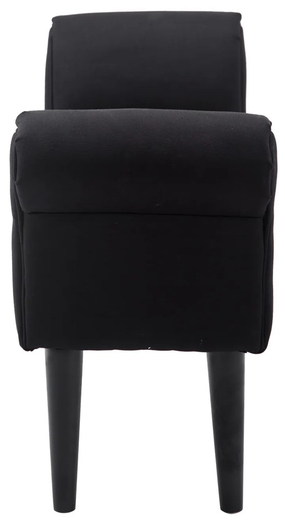 Banco de Pé de Cama Banco com Braços Curvados Estofado e Pés de Madeira Carga Máxima 130kg 102x31x51cm Preto