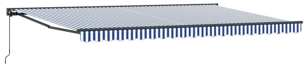 vidaXL Toldo Retrátil Azul e Branco 500 × 300 cm Poliéster e Metal