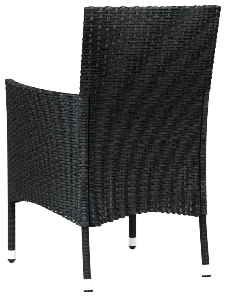 Cadeiras de jardim com almofadões 4 pcs vime PE preto