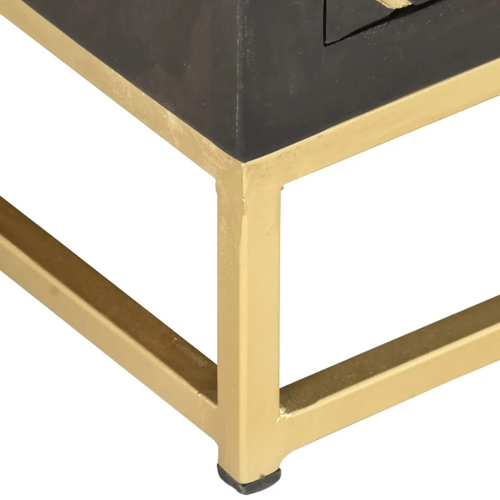 Móvel de TV 120x30x40 cm mangueira maciça preto e dourado