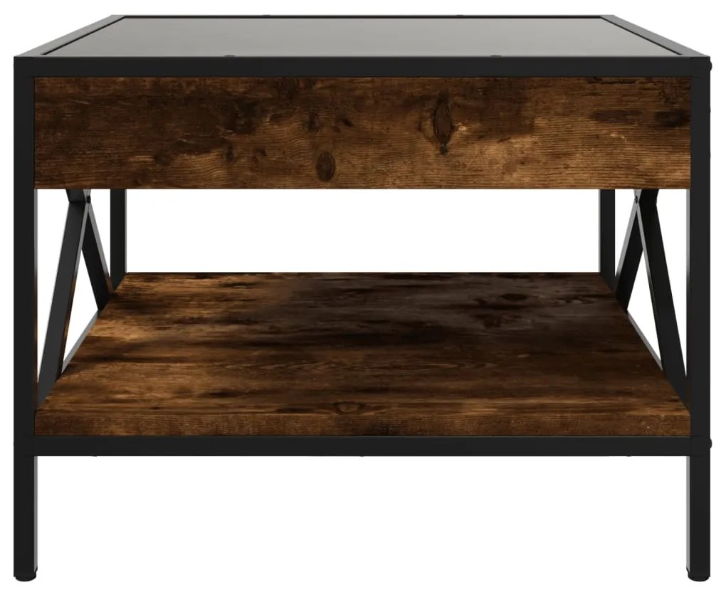 Mesa de centro luzes LED Infinity 50x50x38 cm carvalho fumado