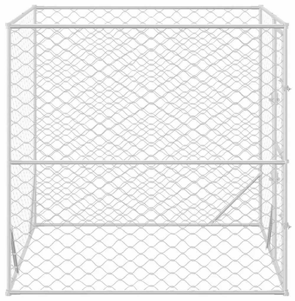 Canil de exterior 2x2x2 m aço galvanizado prateado