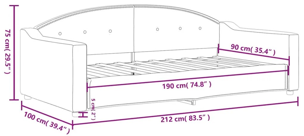 Sofá-cama 90x190 cm tecido cinzento-escuro