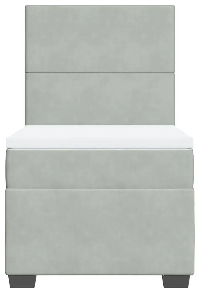 Cama com molas/colchão 80x200 cm veludo cinza-claro