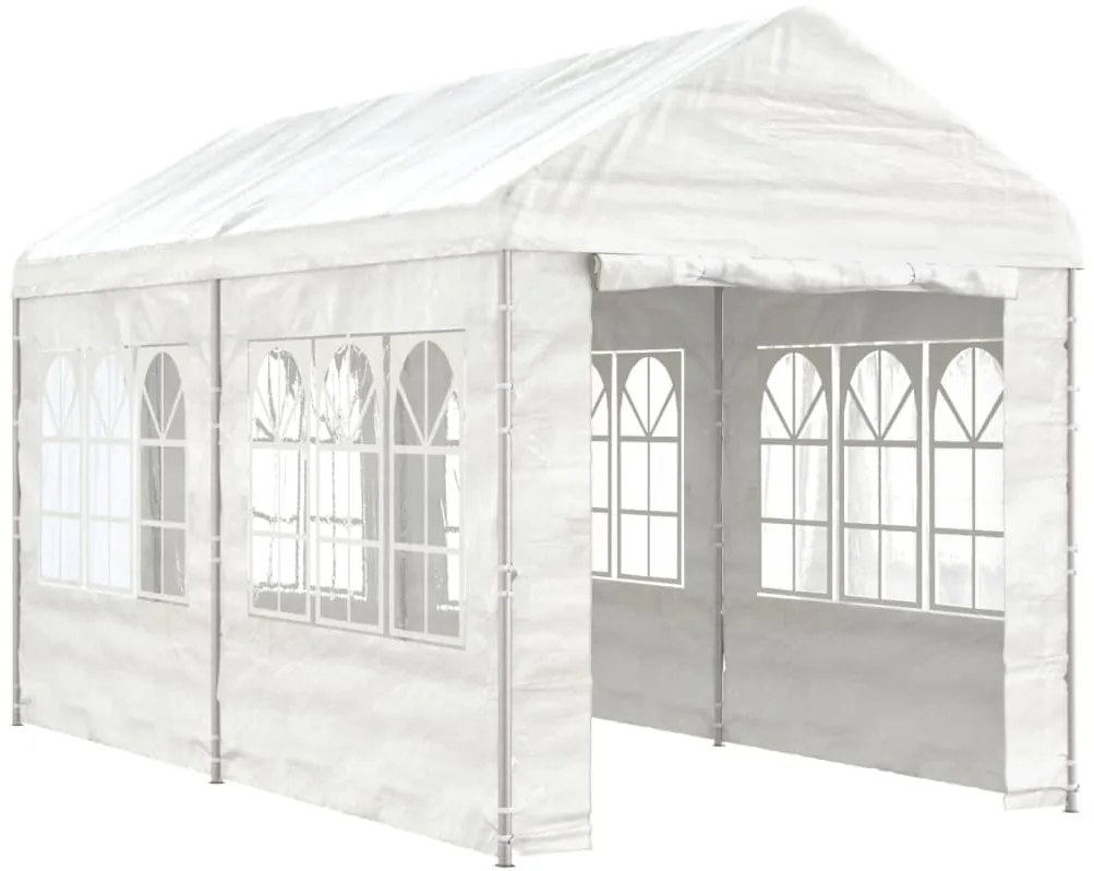 Gazebo com telhado 4,46x2,28x2,69 m polietileno branco