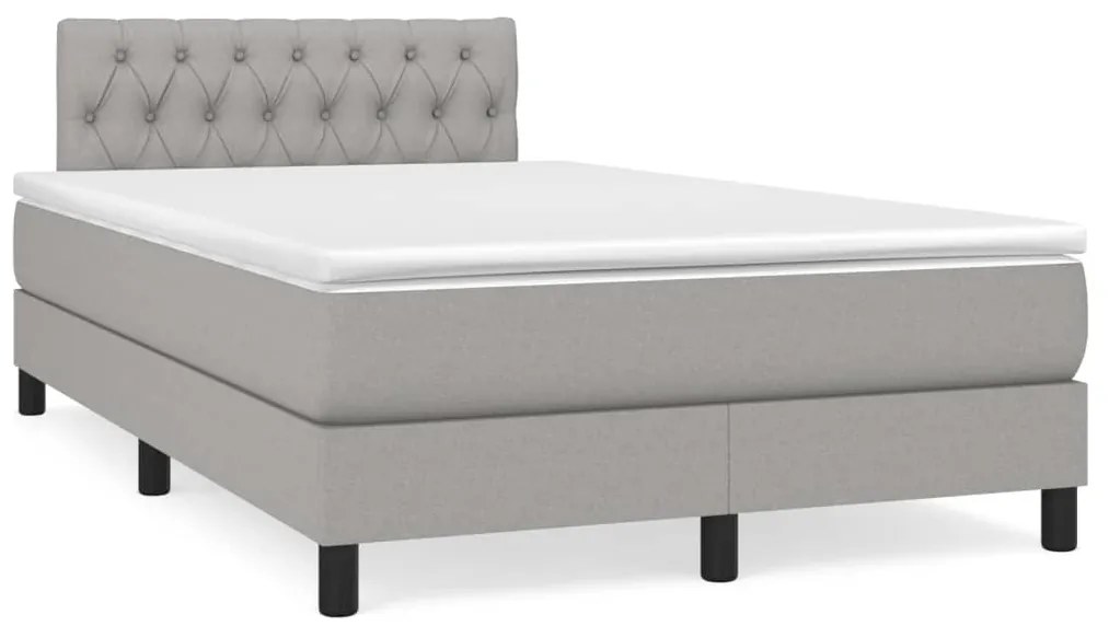 vidaXL Cama box spring c/ colchão e LED 120x190 cm tecido cinza-claro