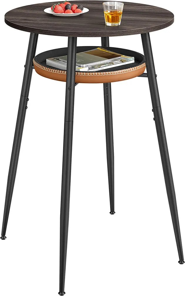 Mesa de bar 70 x 70 x 91 cm da coleção EKHO com espaço de arrumação castanho cinza-castanho caramelo