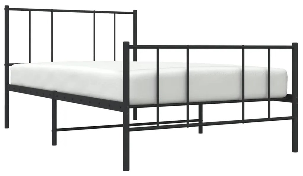 Estrutura de cama com cabeceira e pés 75x190 cm metal preto