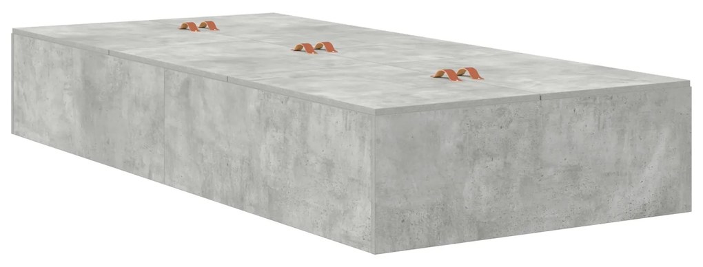 Cama Box com Arrumação Cinza Concreto 75x190 cm em Madeira Engenharia
