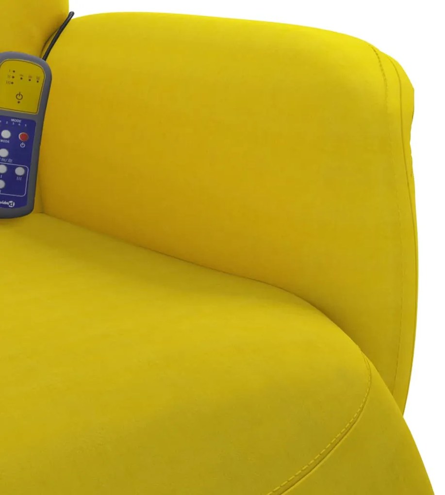 Cadeirão de massagens reclinável c/ apoio de pés veludo amarelo