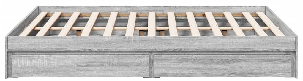 Estrutura de cama c/ gavetas derivados madeira cinza sonoma