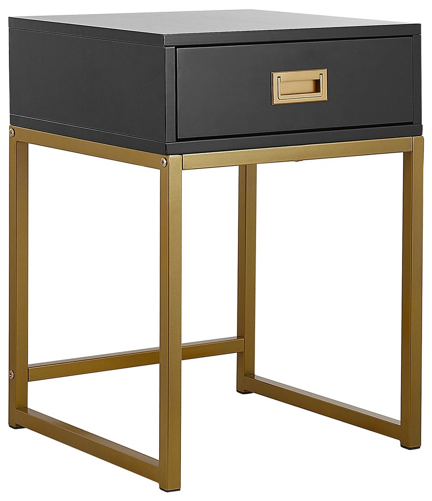 Mesa de apoio com 1 gaveta preta LARGO Beliani