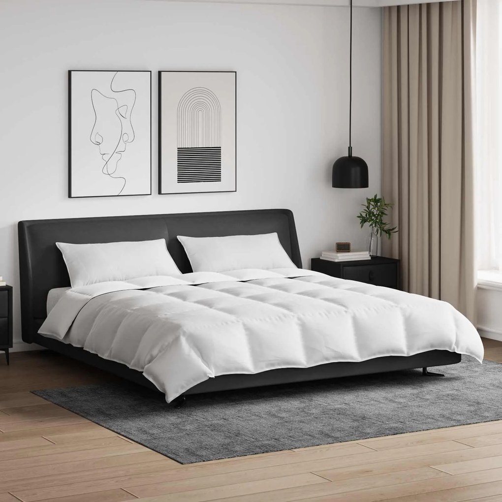 vidaXL Conjunto de Edredom com travesseiro 3 pcs Branco Pena de ganso