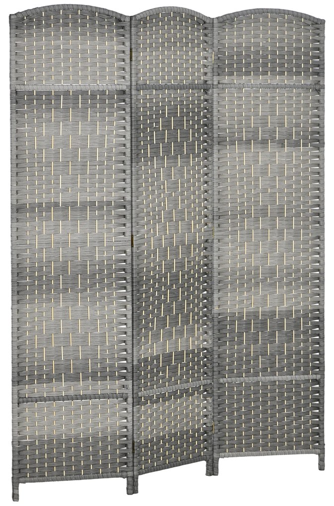Biombo Dobrável de 3 Painéis Divisor de Ambientes 135x180 cm Ecrã de Privacidade de Polipropileno Cinza Misto