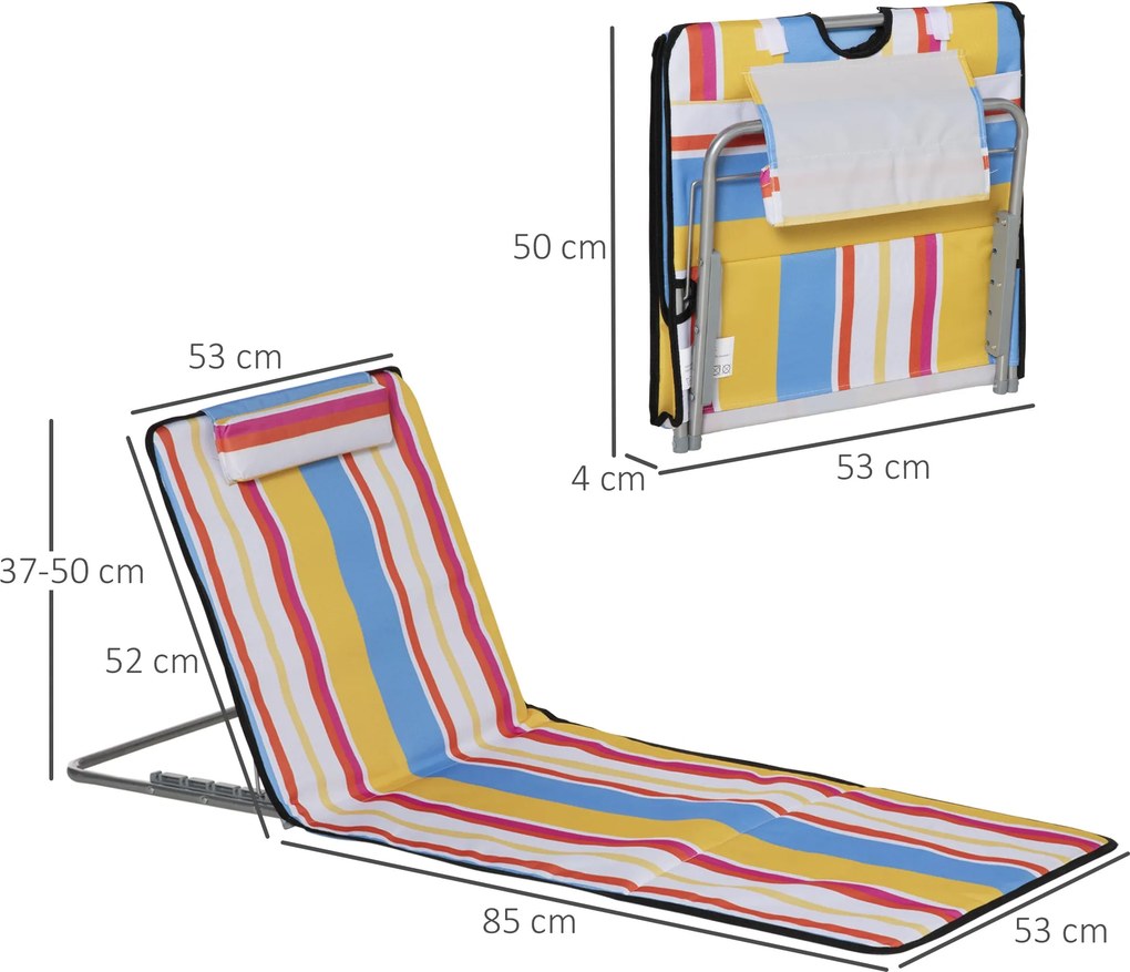 Conjunto de 2 Esteiras de Praia Dobráveis 124x53x50cm com Encosto Ajus