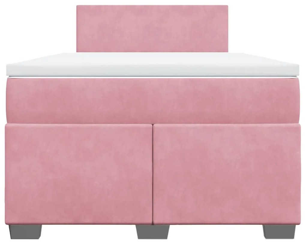 Cama boxspring com colchão 120x200 cm veludo rosa