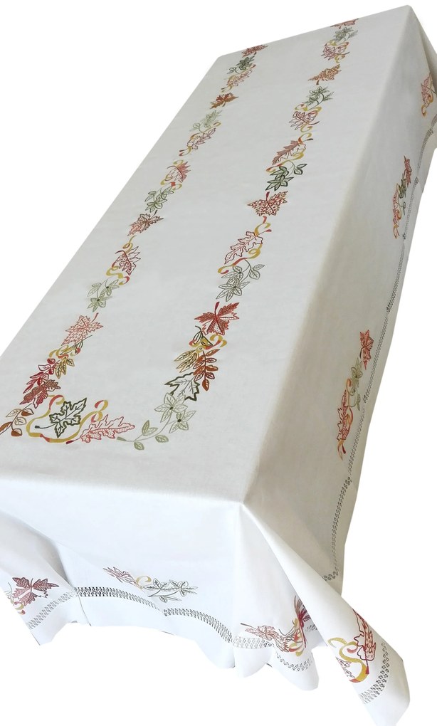 Toalha de mesa de linho bordada a mão 180x360cm + 12 guardanapos 50x50cm