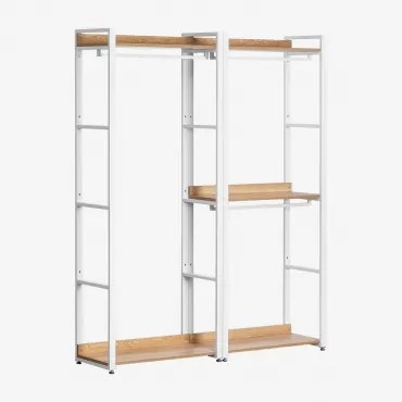 Armário Modular Aberto De 2 Peças Com Cabideiro Em Aço E Mdf Ariaster Natural - Sklum