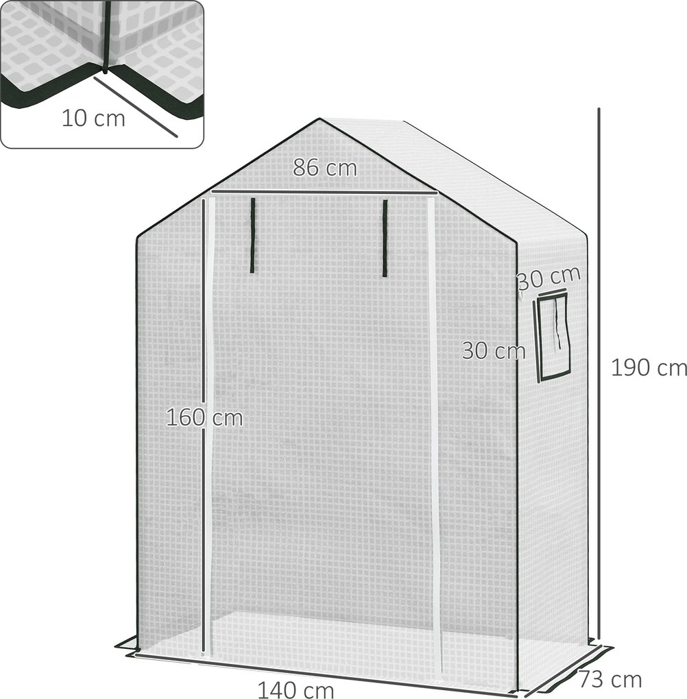 Lona de substituição para estufa de jardim 140 x 73 x 190 cm (ESTRUTURA NÃO INCLUIDA) com janela e porta anti-UV para o jardim - Branca