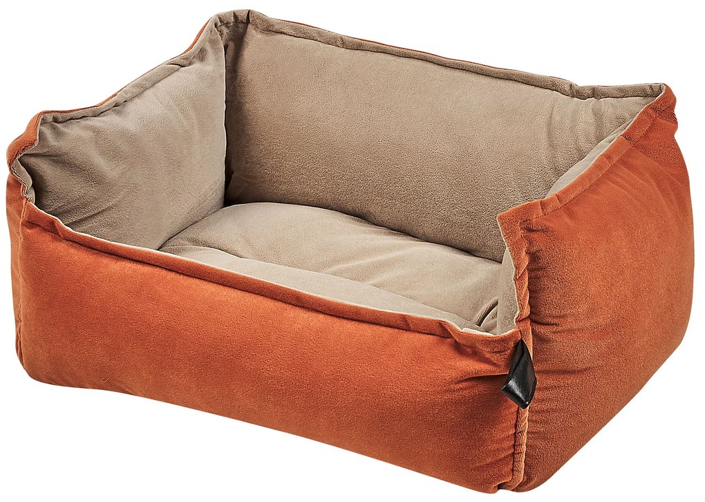Cama de animal em veludo laranja e creme 50 x 35 cm IZMIR Beliani