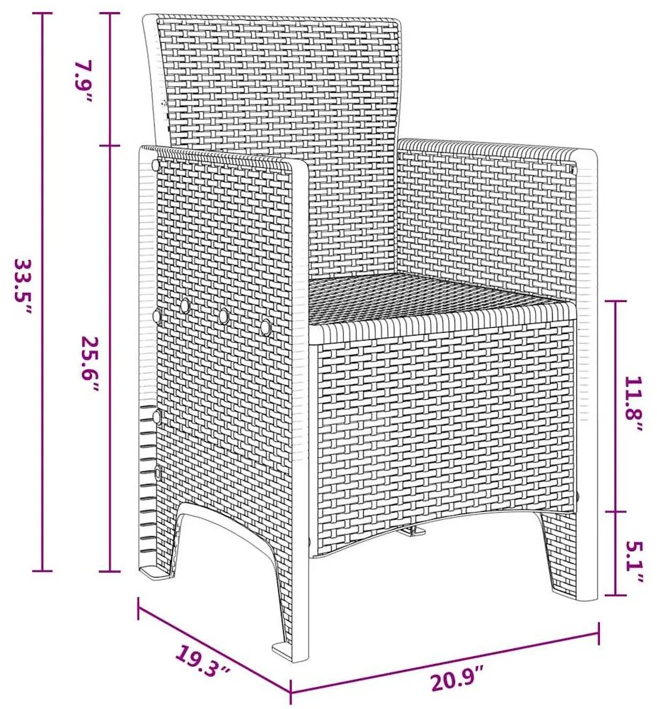 Cadeiras de Jardim 2 pcs Branco 53 x 49 x 85 cm Plástico