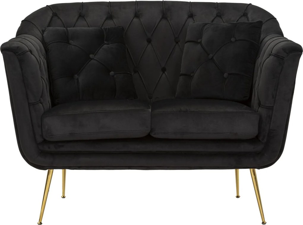 SOFÁ BUDAPEST DE 2 LUGARES COM ALMOFADAS CM 130X83X91 PRETO