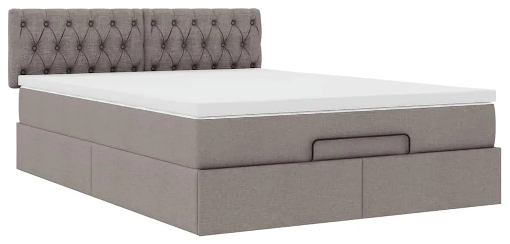 Cama otomana com colchão 140x200 cm tecido cinza