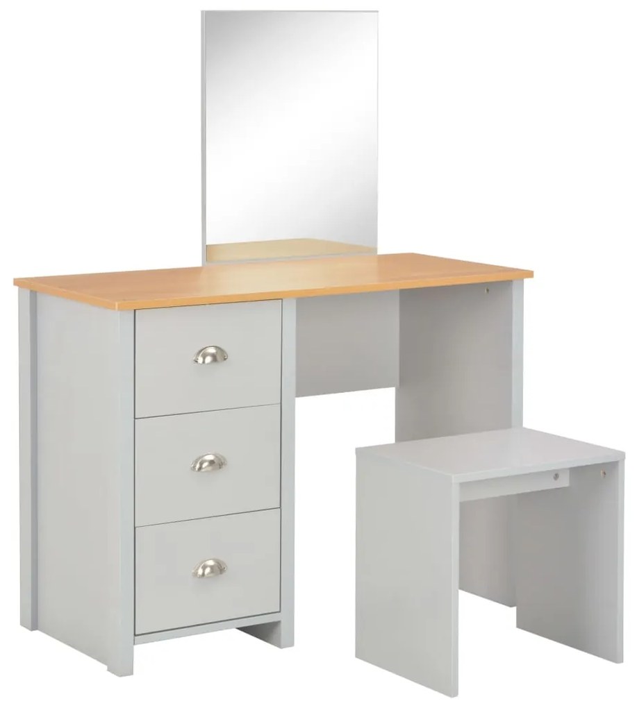 283744 vidaXL Toucador com espelho e banco 104x45x131 cm cinzento