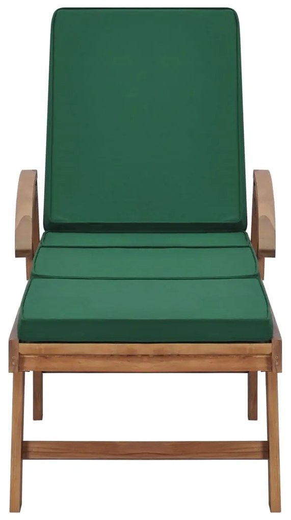 Espreguiçadeiras c/ almofadões 2 pcs madeira teca maciça verde