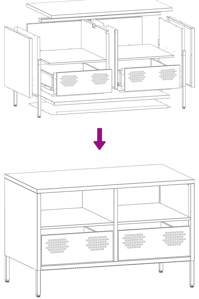 Móvel de TV 68x39x43,5 cm aço laminado a frio antracite