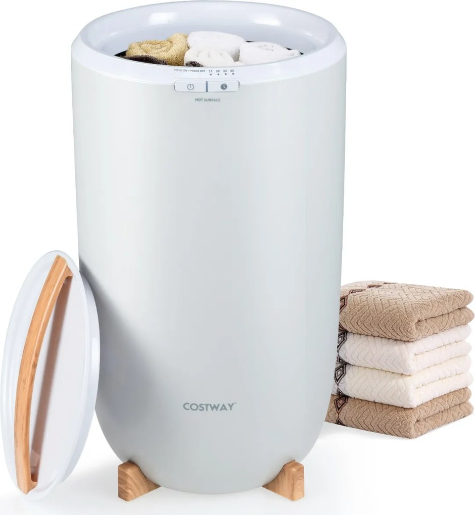 Cubo aquecedor de toalhas para banheiro 20 L com temporizador de desligamento automático Ajustes de 15/30/45/60 minutos Cinza