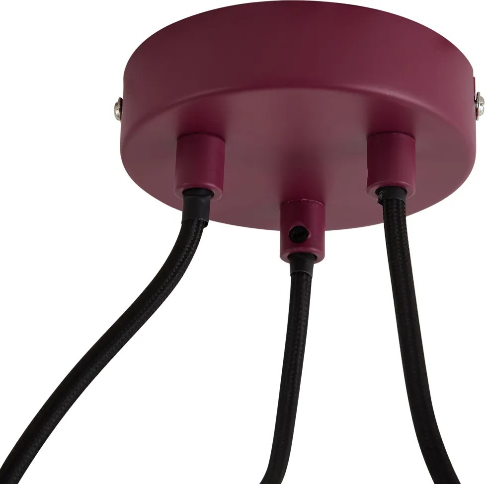 Candeeiro de Teto Pendente de Design Vermelho com Vidro Opalino 3 Luzes - Tulip