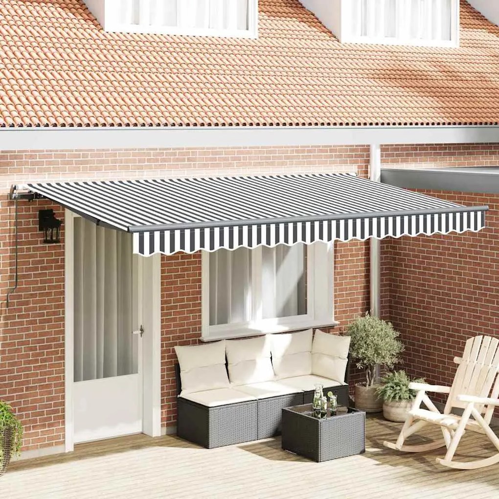 vidaXL Toldo Retrátil Manual Antracite e Branco