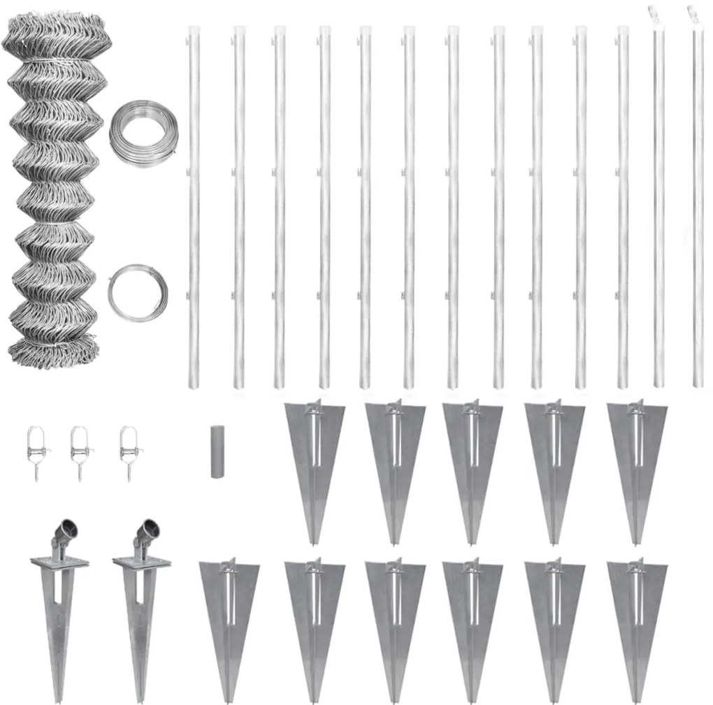 Cerca de arame com postes/espetos 25x1 m aço galvanizado