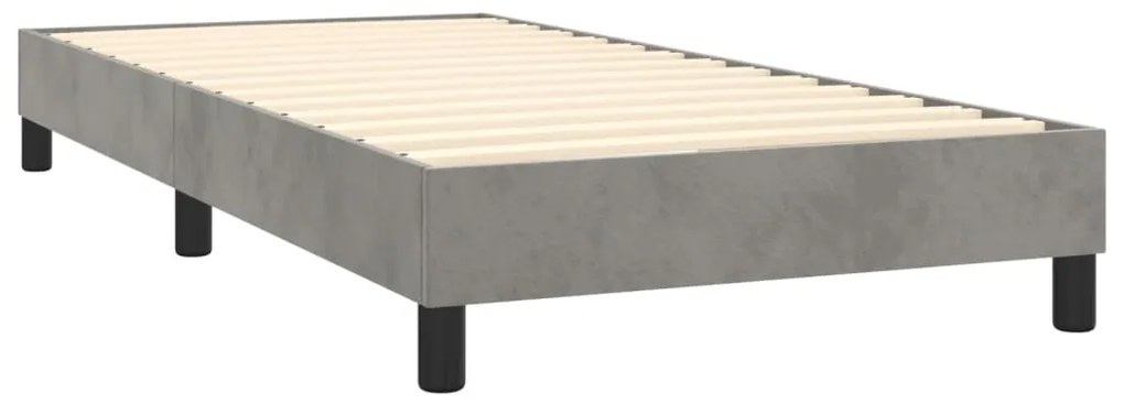Cama box spring c/ colchão/LED 90x200 cm veludo cinzento-claro