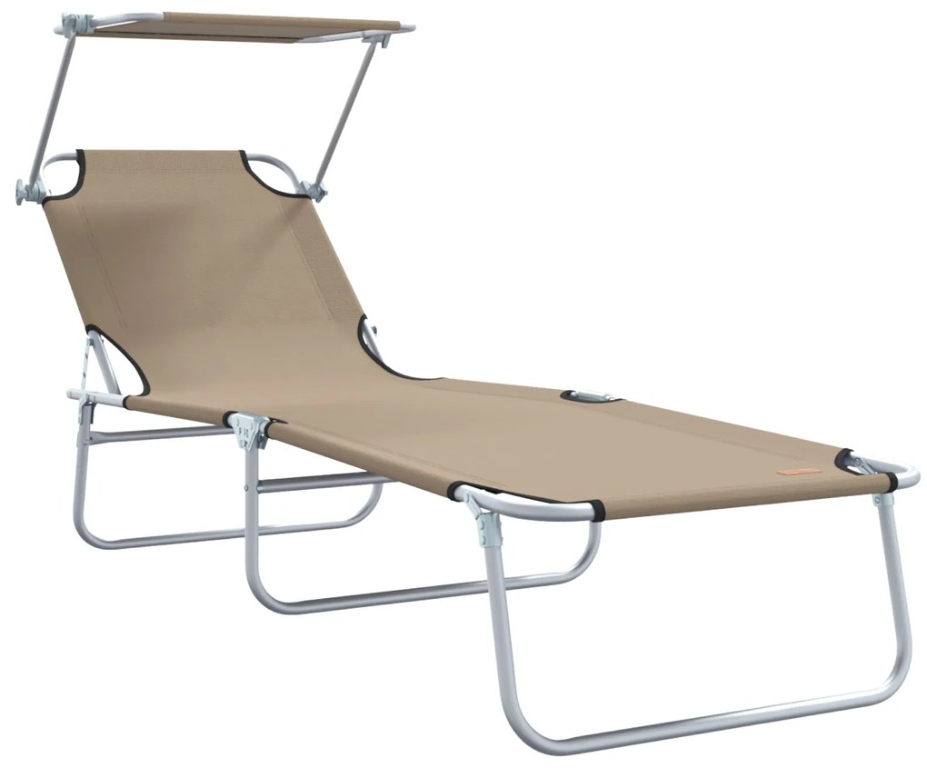 Espreguiçadeiras Dobráveis 2 pcs com Teto Taupe 600D Oxford Fabric