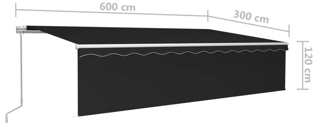 Toldo retrátil manual com estore 6x3 m antracite