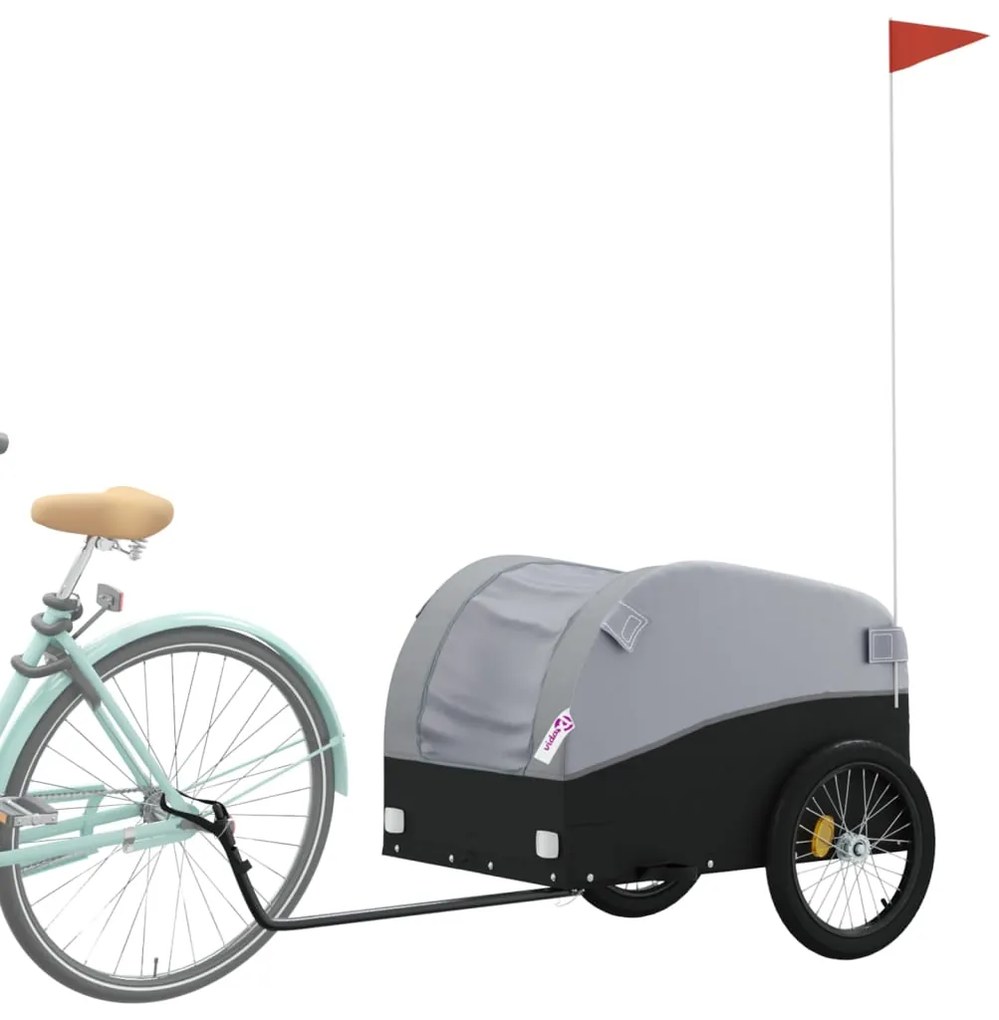 Reboque para bicicleta 45 kg ferro preto e cinza