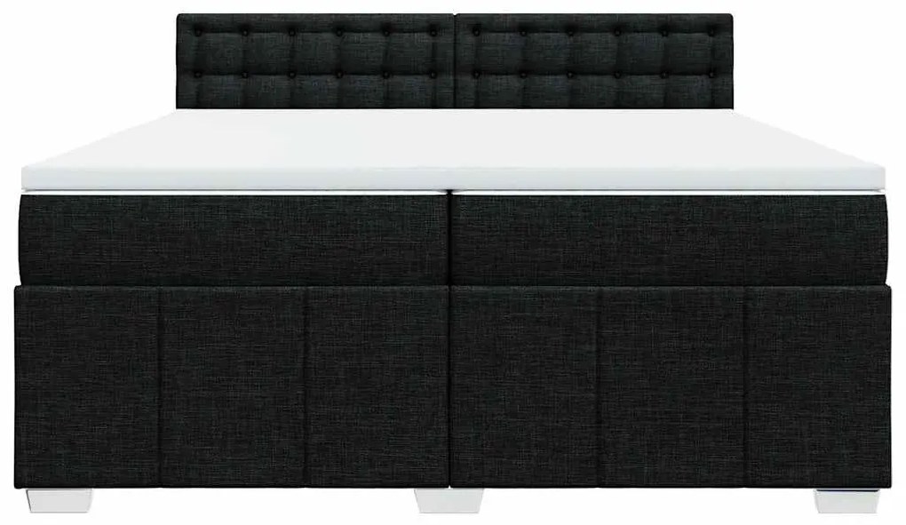 Cama com molas/colchão 200x200 cm tecido preto