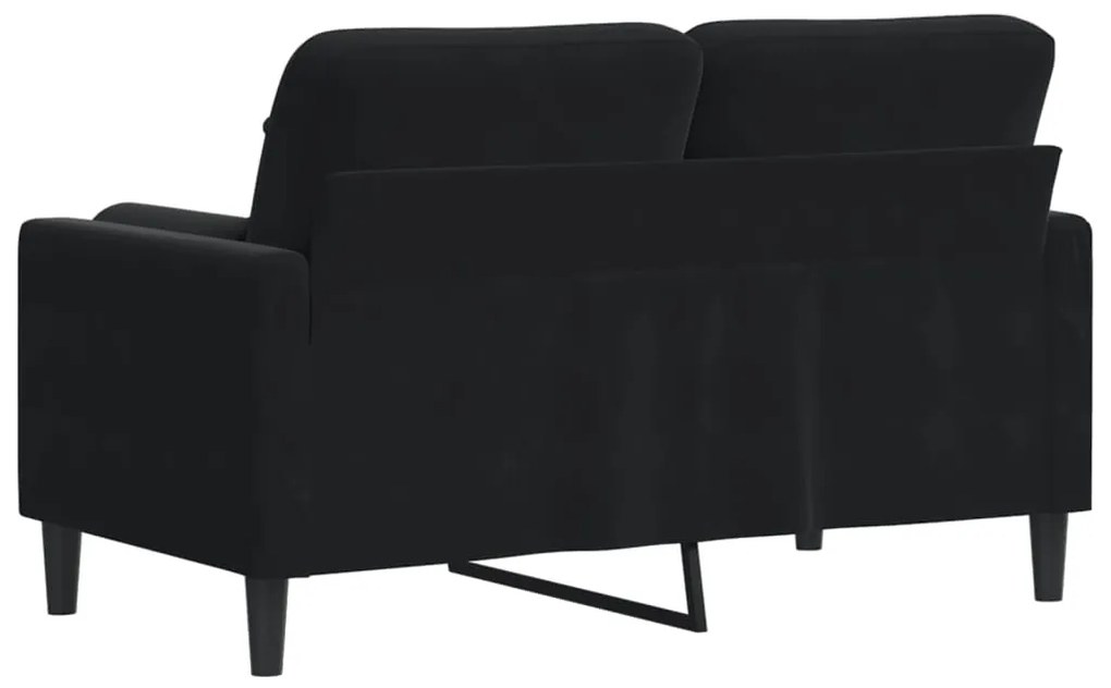 Sofá 2 lugares c/ almofadas decorativas 120 cm veludo preto