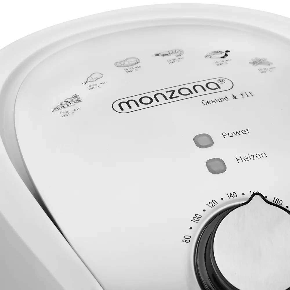 Fritadeira de ar quente 9 em 1 com ecrã tátil e 1500 W Branco + Prateado