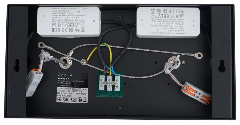 Foco de superfície moderno preto com LED regulável de 2 luzes - Dionysos Moderno