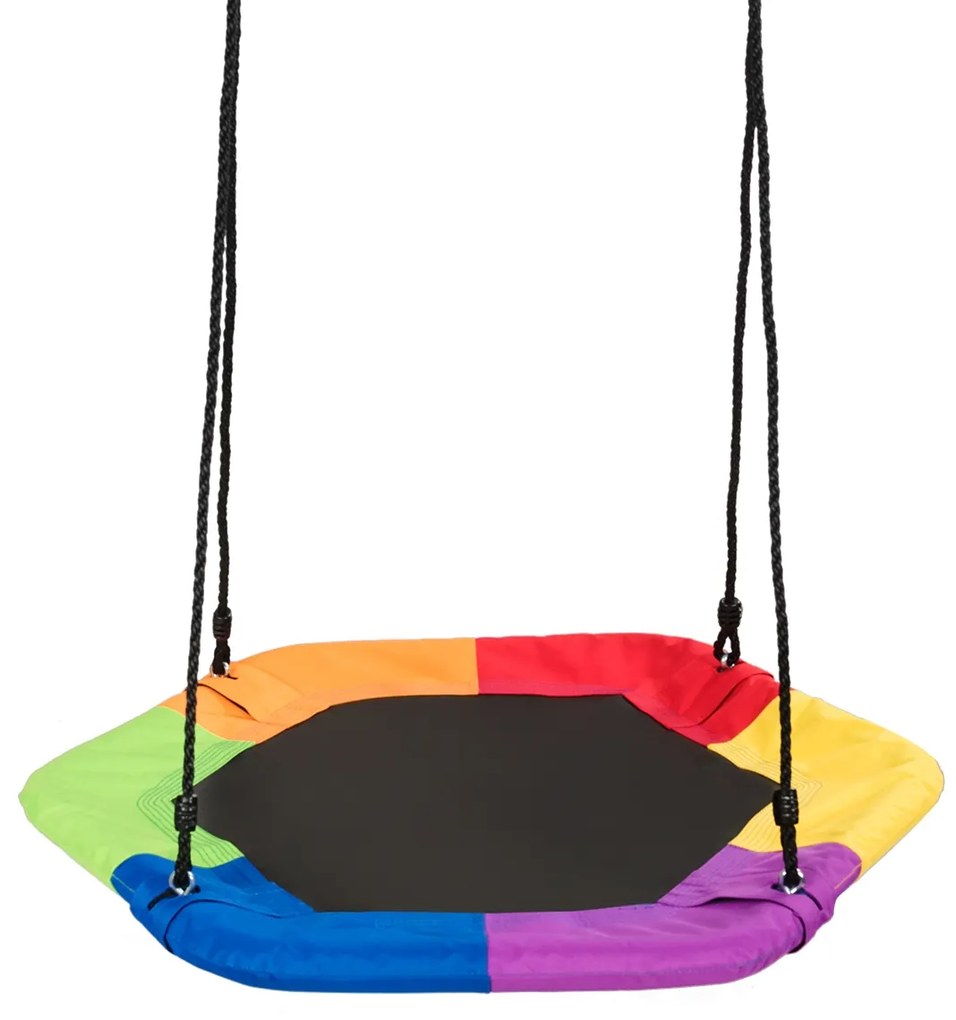 Baloiço Infantil Corda Ajustável 100-160cm Carga até 150kg Baloiço de Jardim Suspenso 94 x 84 cm