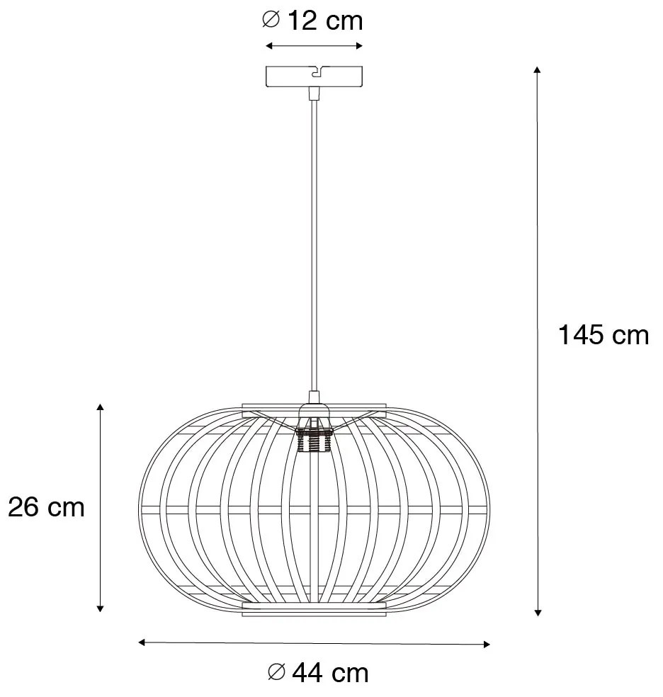 Candeeiro de suspensão oriental bambu 44 cm - Amira Oriental