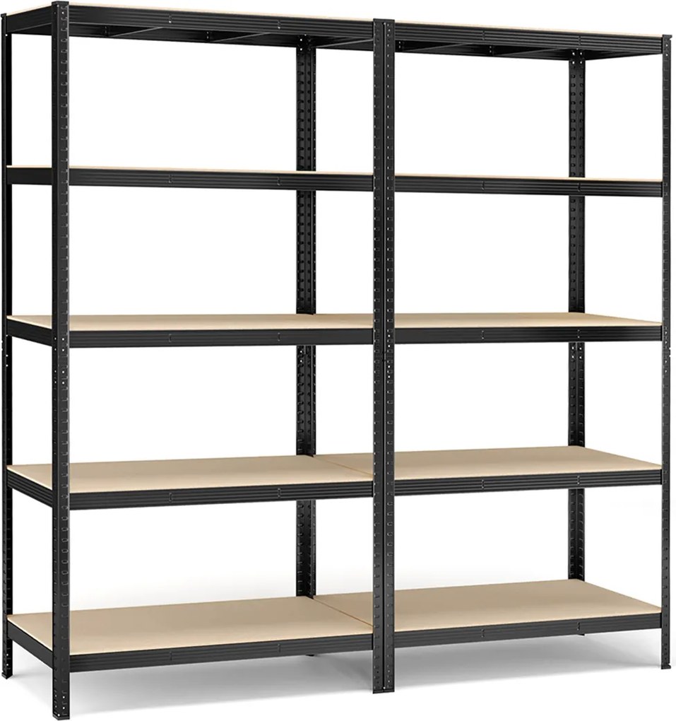 Conjunto de 2 estantes de armazenamento para garagem, escritório, 60 x 120 x 200 cm, pretas