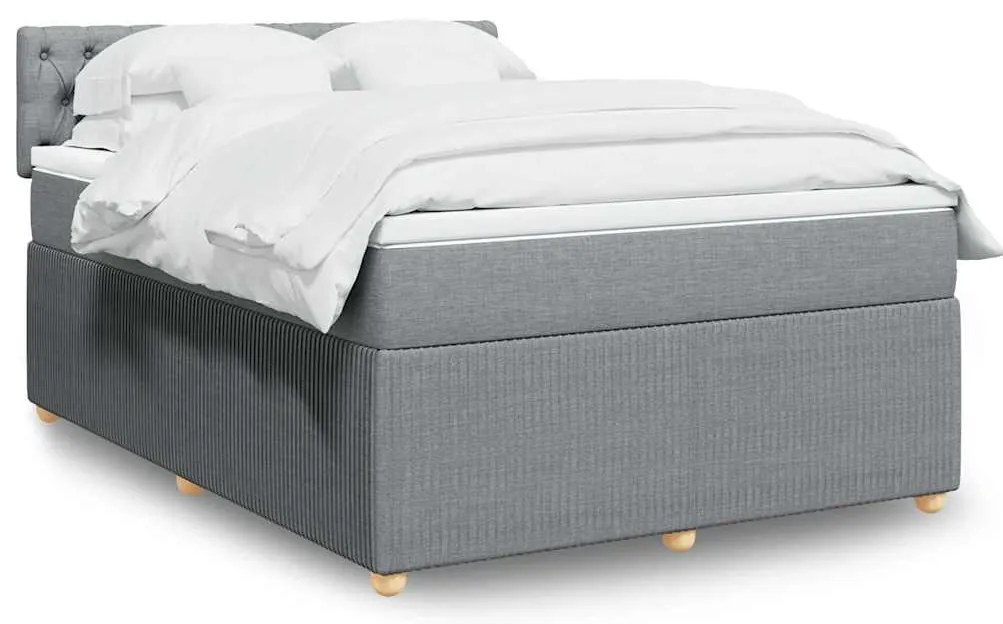 vidaXL Cama com molas/colchão 160x200 cm tecido cinzento-claro