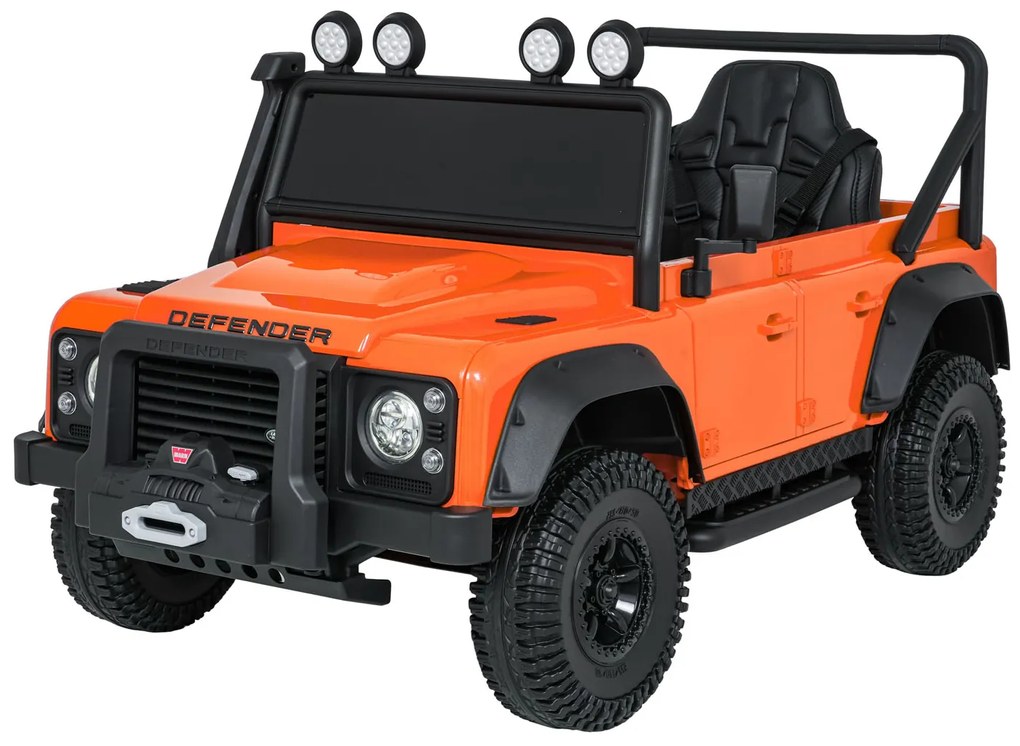 Jipe elétrico para Crianças 24V Land Rover Defender 110 SVX Concept Rodas Espuma EVA, Assento couro ecológico Laranja