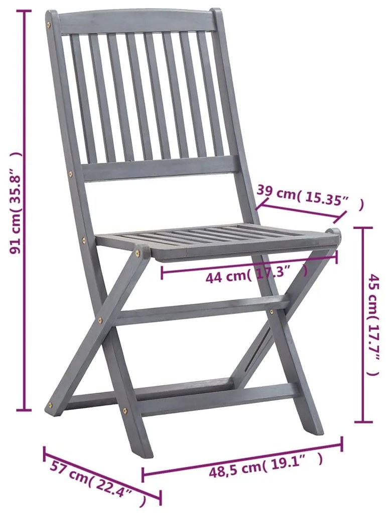 Cadeiras exterior dobráveis c/ almofadões 6 pcs acácia maciça