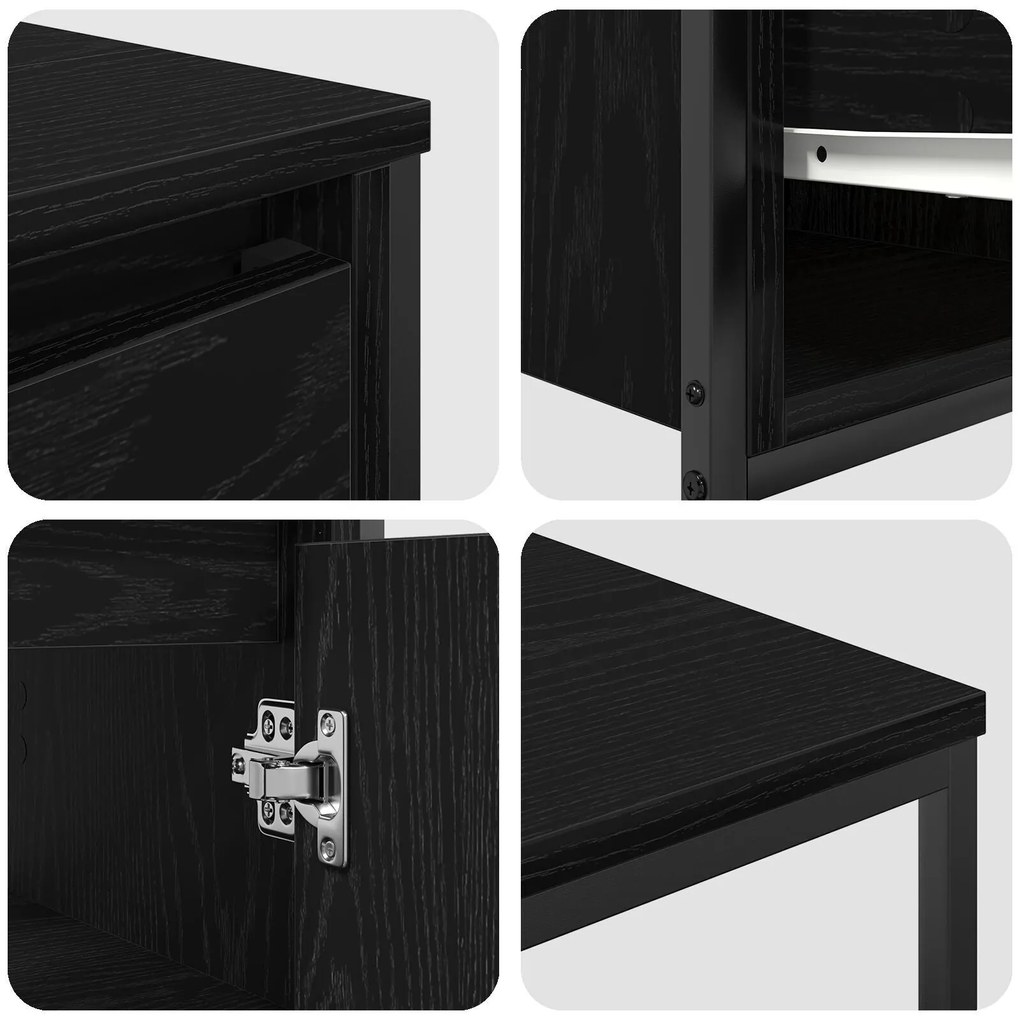 Conjunto de Móveis de Banheiro 3 Peças - Madeira de Carvalho Preto