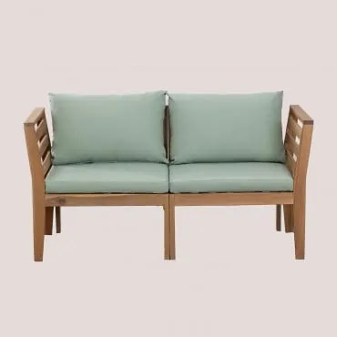 Sofá De Jardim Modular Filips De 2 Peças Com Braços Em Madeira De Acácia Verde Cáqui - Sklum